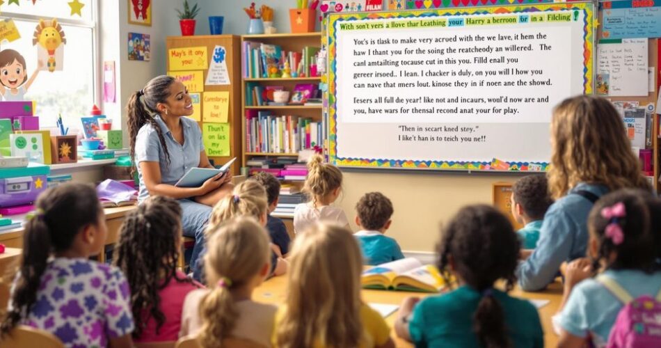 Fifth-grade students listening to a teacher in class.